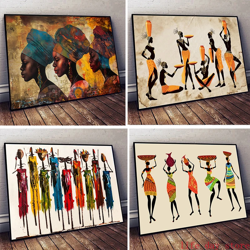 Vintage Things Collection - Lukisan Kanvas Wanita Kulit Hitam Etnis