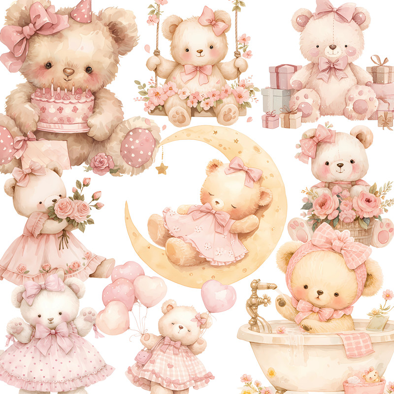 Vintage Things Collection - 20 buah/pak stiker beruang lucu DIY