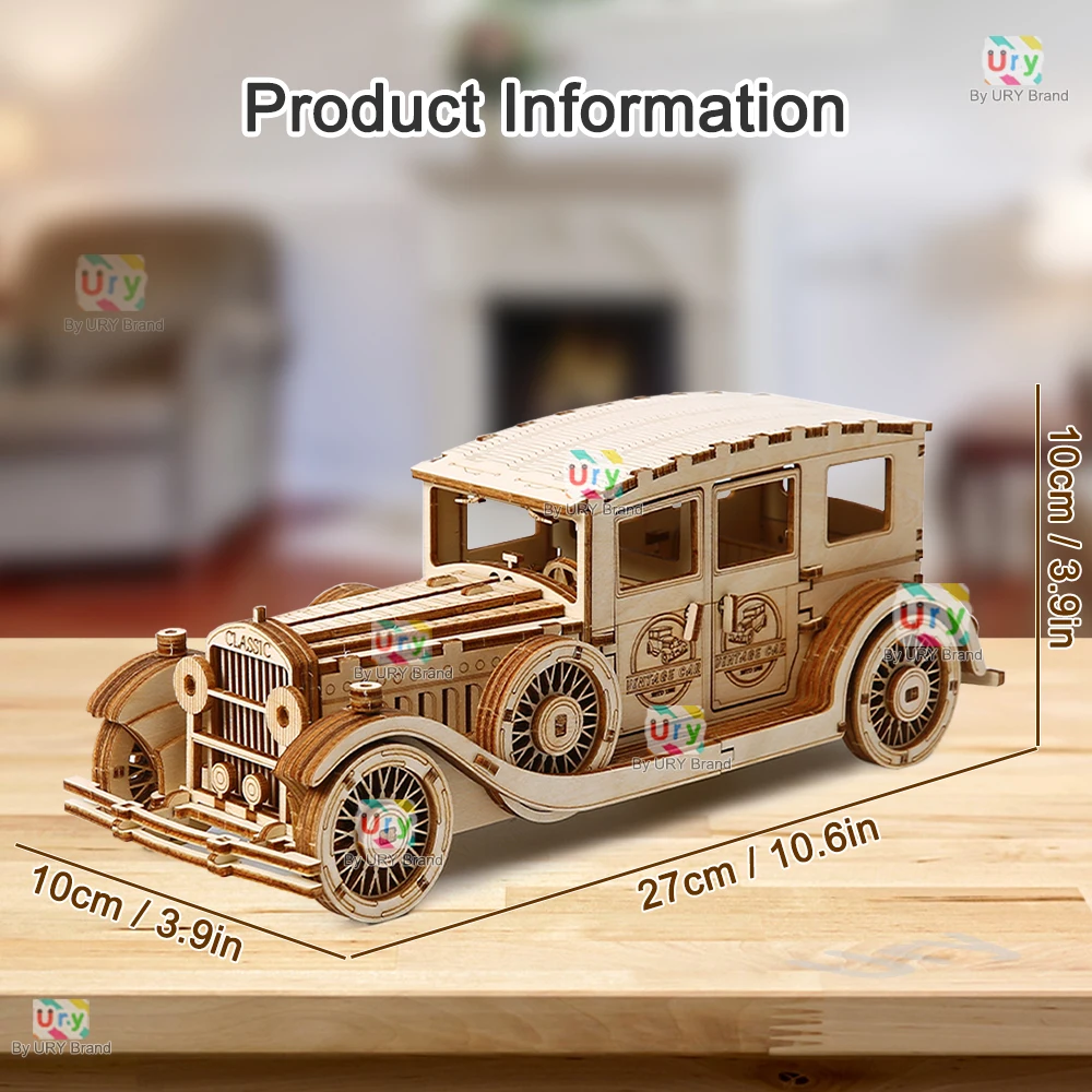 Ury Puzzle Kayu 3D Mobil Retro - Vintage Collectible Cars ulasan dan harga