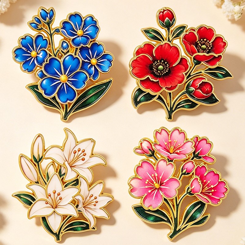 Pin Enamel Bunga Vintage Warna - Vintage Item ulasan dan harga