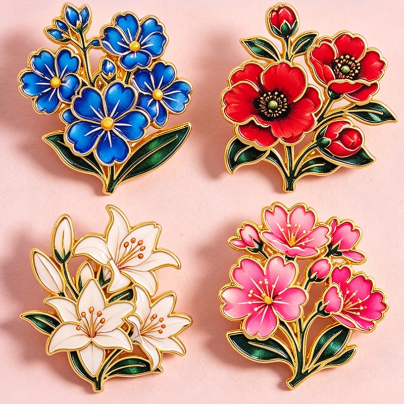 Pin Enamel Bunga Vintage Warna - Vintage Item ulasan dan harga