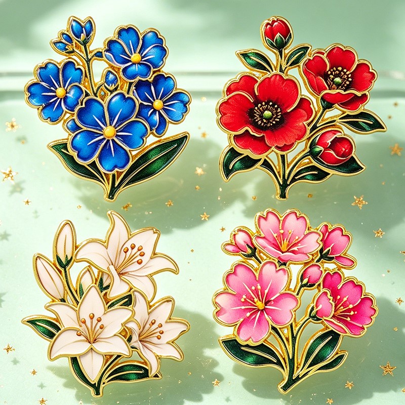 Pin Enamel Bunga Vintage Warna - Vintage Item ulasan dan harga